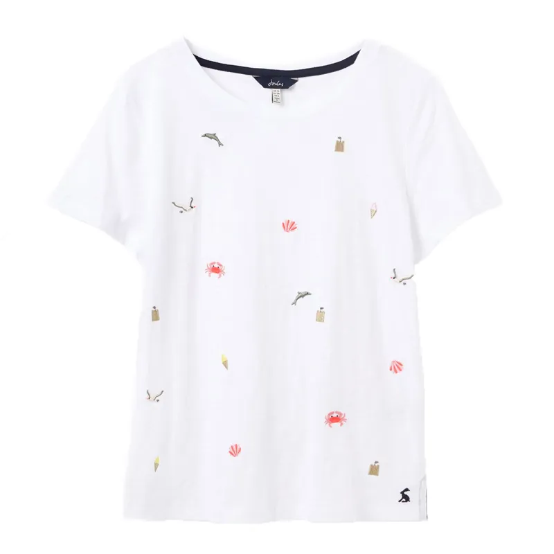 Joules Carley Print T-Shirt - Bright White Seaside